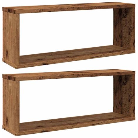 Étagères murales cube 2 pcs  Étagères flottantes vieux bois 60x15x23 cm