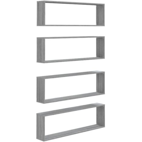 Étagères murales cube 4 pcs，Étagère flottante Sonoma gris 100x15x30 cm Bois CFW52928