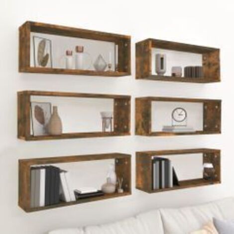 Étagères murales cube 6 pcs Chêne fumé 60x15x23 Bois