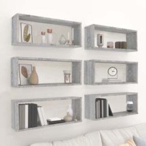 Étagères murales cube 6 pcs Sonoma gris 60x15x23 Bois