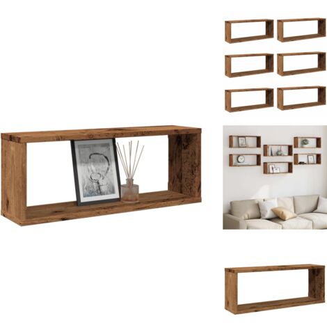 Étagères murales cube 6 pcs vieux bois 60x15x23 cm - Étagère Murale Cube - Étagères Murales Cube - Stockage En Forme De Cube - Étagère En Forme De Cube