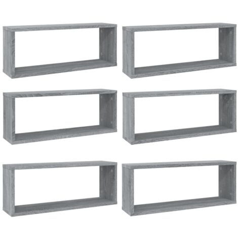 Étagères murales cube 6 pcs，Étagère flottante Sonoma gris 60x15x23 cm Bois CFW56828
