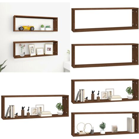 Étagères murales cubiques 2 pcs Chêne marron 80x15x26,5 cm - Étagères Murales - Étagères Cubes - Étagères Déco - Rangement Mural - Décoration Murale - Home & Living