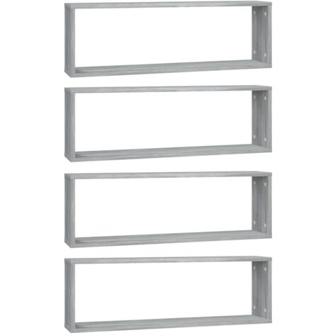 Étagères murales cubiques 4 pcs Sonoma gris 80x15x26,5