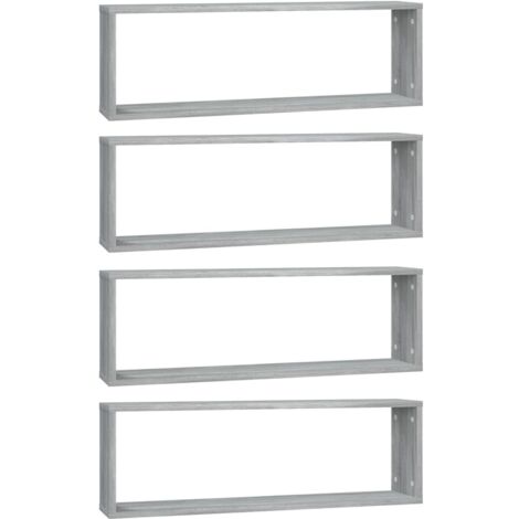 Étagères murales cubiques 4 pcs，Étagère flottante Sonoma gris 80x15x26,5 cm CFW42883