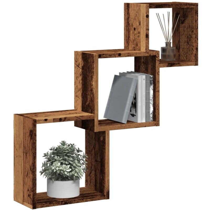 Vidaxl - tagère murale en forme de cube vieux bois bois d'ingénierie