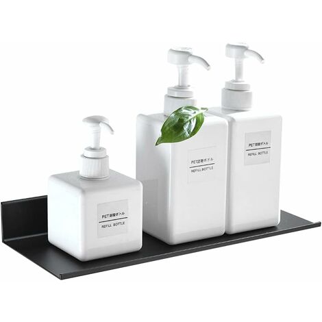 Étagères Murales en Métal, 30 cm Tablette Flottante Noire, Petite Etagere Murale, Tablette Salle de Bain, Forme de L avec Trous et Vis pour Décorations, Salon Chambre, Cadres Photos, Bibelots