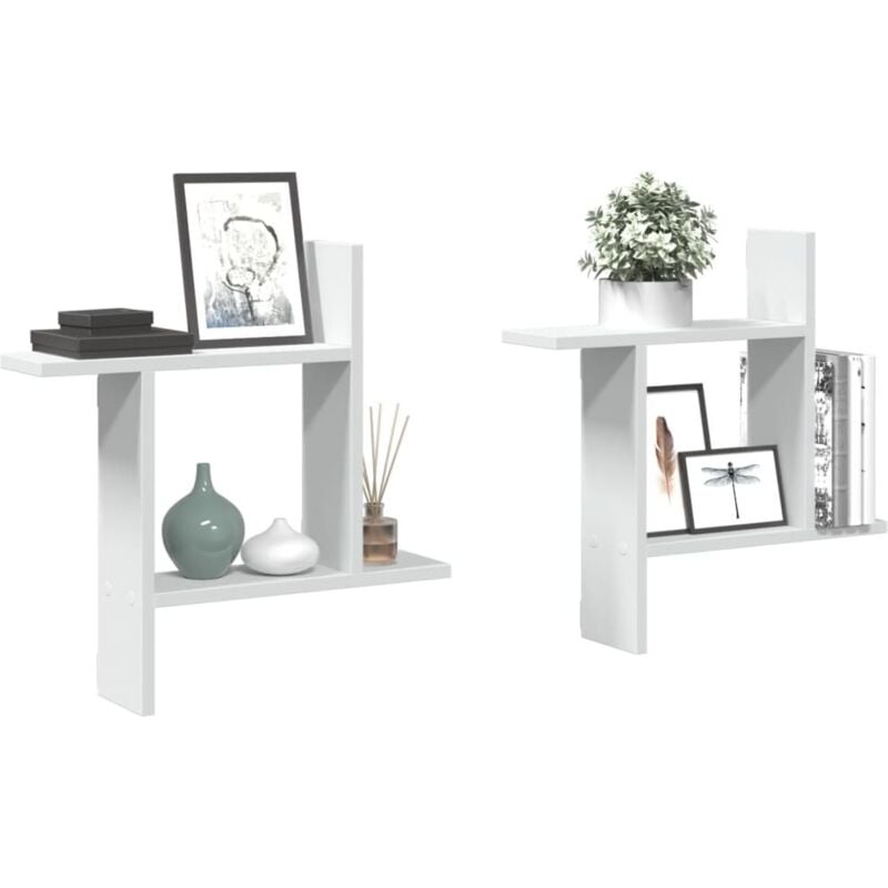 Vidaxl - tagères murales 2 pcs blanc 50x12x50 cm bois d'ingénierie