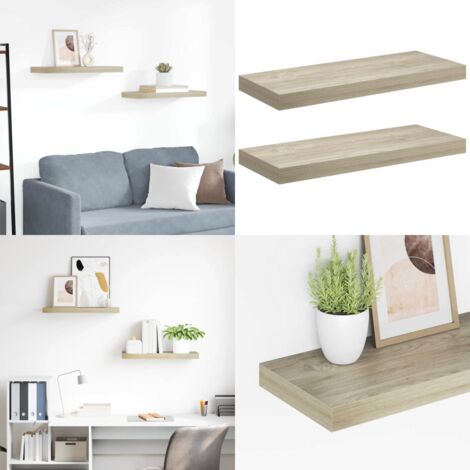 Étagères murales flottantes 2 pcs chêne 60x23,5x3,8 cm MDF - Étagères Murales - Étagères Flottantes - Décoration Murale - Rangement Mural - Meubles Déco - Home & Living