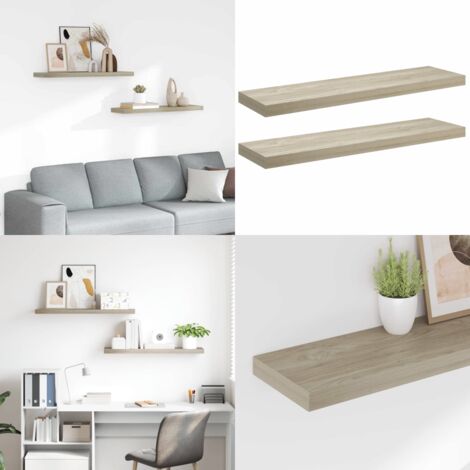 Étagères murales flottantes 2 pcs chêne 90x23,5x3,8 cm MDF - Étagères Murales - Étagères Flottantes - Décoration Murale - Rangement Mural - Meubles Déco - Home & Living