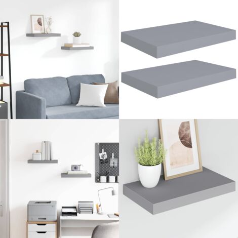 Étagères murales flottantes 2 pcs Gris 40x23x3,8 cm MDF - Étagères Murales - Étagères Flottantes - Décoration Murale - Rangement Mural - Meubles Déco - Home & Living