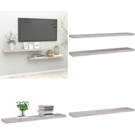 Étagères murales flottantes 2 pcs gris béton 120x23,5x3,8cm MDF - Étagères Murales - Étagères Flottantes - Décoration Murale - Rangement Mural - Meubles Déco - Home & Living