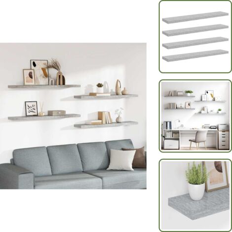 Étagères murales flottantes 4 pcs gris béton 120x23,5x3,8cm MDF - Étagères Murales - Étagères Flottantes - Décoration Murale - Rangement Mural - Meubles Déco
