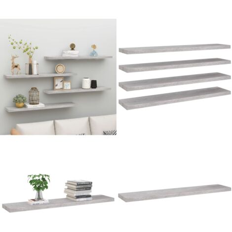 Étagères murales flottantes 4 pcs gris béton 120x23,5x3,8cm MDF - Étagères Murales - Étagères Flottantes - Décoration Murale - Rangement Mural - Meubles Déco - Home & Living