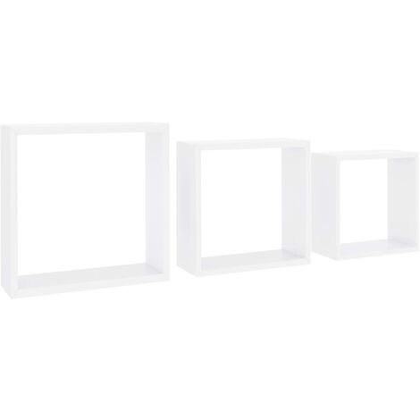 Étagères murales sous forme de cube 3 pcs Blanc MDF
