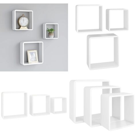 Étagères murales sous forme de cube 3 pcs Blanc MDF - Etagere Murale - Etageres Cubes - Rangement Mural - Decoration Murale - Meuble Blanc - Home & Living