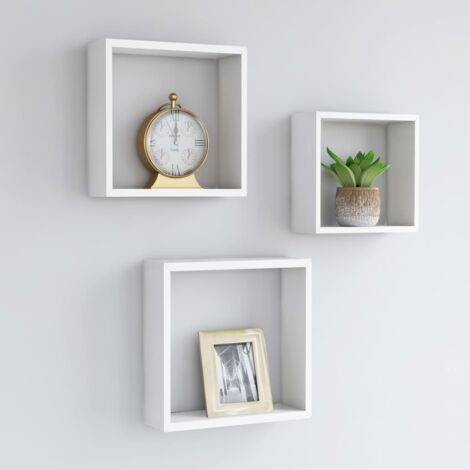 Étagères murales sous forme de cube 3 pcs Blanc MDF vidaXL