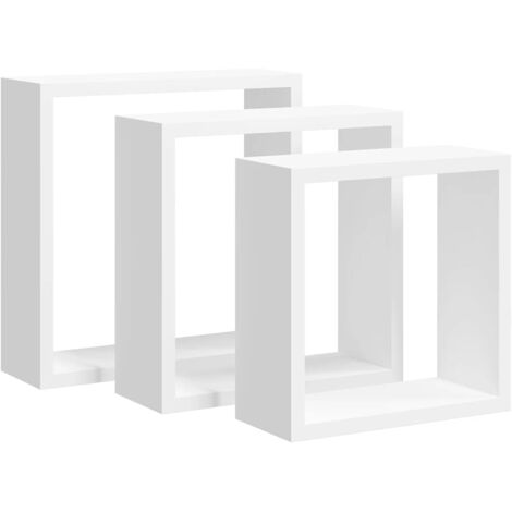Étagères murales sous forme de cube 3 pcs Étagères flottantes Blanc MDF
