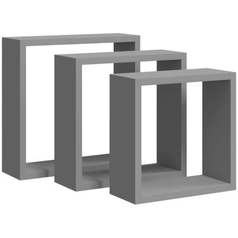 Étagères murales sous forme de cube 3 pcs  Étagères flottantes Gris MDF