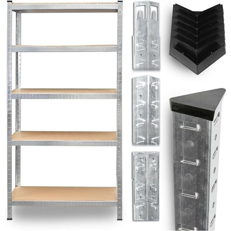 Lucn - tagères Rangement, Etagere Metal, Rack Rangement, Étagère modulaire galvanisé de 200x100x50 cm avec 5 tablettes - entrepôts Garage Grenier