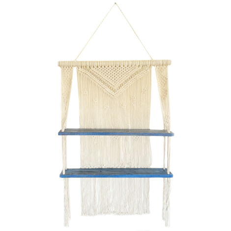 Etagères suspendues en macramé naturel - Bleu- Vendu par 1