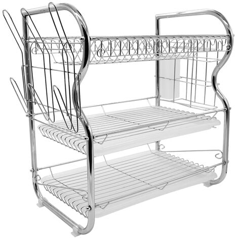 Étages Égouttoir a Vaisselle Avec Plateau Inox 3 Étagère à vaisselle Egouttoir à couverts Panier à vaisselle Rangement Cuisine