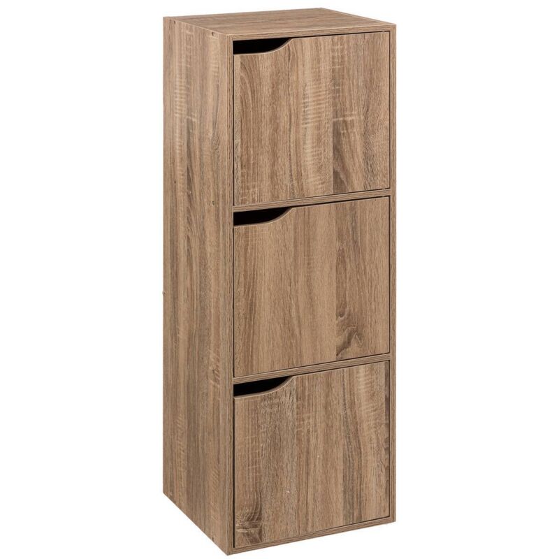 5five Simply Smart - five Etagère 3 Box 3 avec portes naturelles, 34,4x32x100,5 cm - Beige - Beige