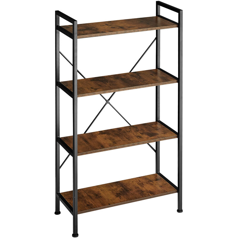 Tectake - etagere <strong>bibliotheque</strong> leeds style industriel 67,5 x 31,5 121,5 cm <strong>bibliotheque</strong>, etagere bois, meuble bois fonce