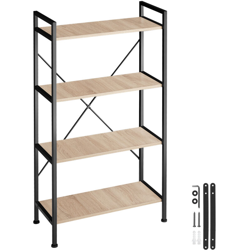 tectake - etagere bibliotheque leeds style industriel 67,5 x 31,5 121,5 cm bibliotheque, etagere bois, meuble bois clair