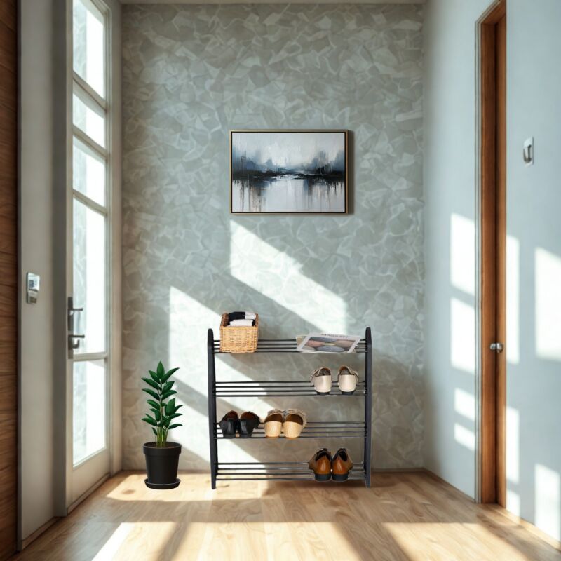 Secury-t - Etagère à chaussures 4 niveaux noire pour 12 paires