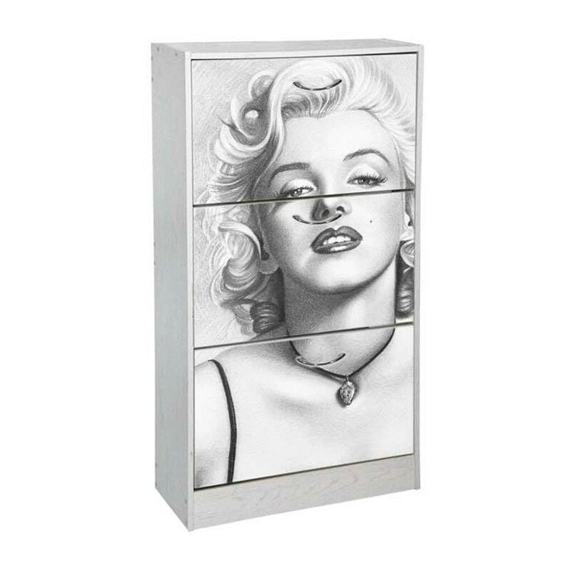 Webmarketpoint - Etagère à chaussures blanche double rabat 63 x 24 x 120 cm pop star