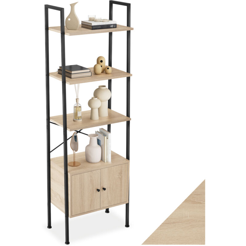 Tectake – Étagère industrielle anti-basculement 575x34x173 cm – Bois clair – 4 étagères – Cadre en acier robuste – Capacité de charge 25 kg par