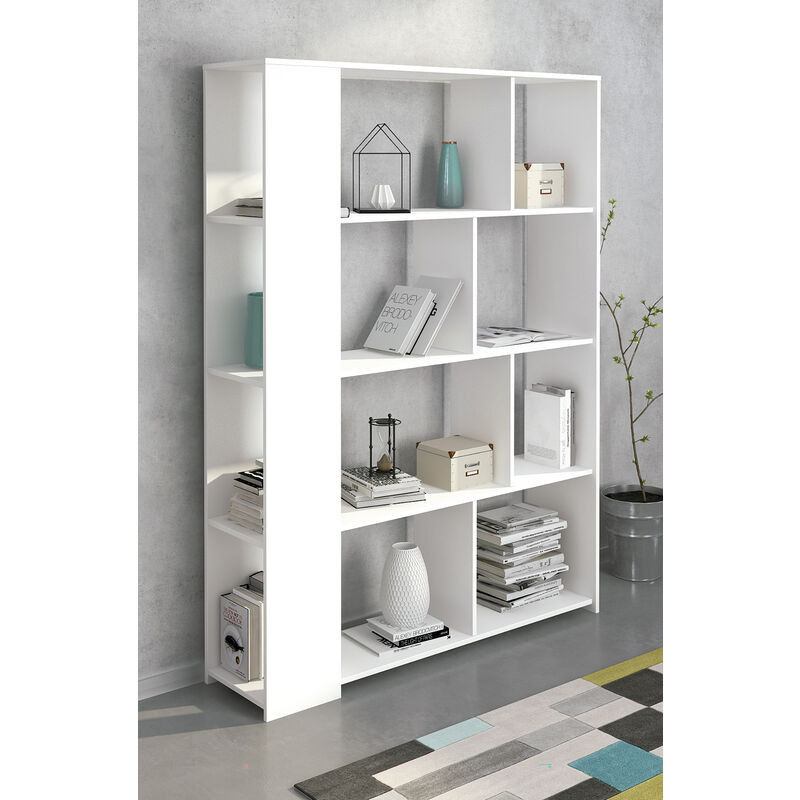 Etagère coloris blanc - Longueur 129 x profondeur 28 x hauteur 176 cm Pegane