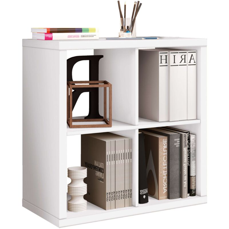 Tagère cubique blanche brillante 4 cubes creux Chambre d'enfant Jeunesse Bureau Rangement du salon