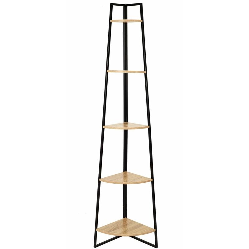 Toilinux - Etagère d'angle 5 niveaux en mdf et métal