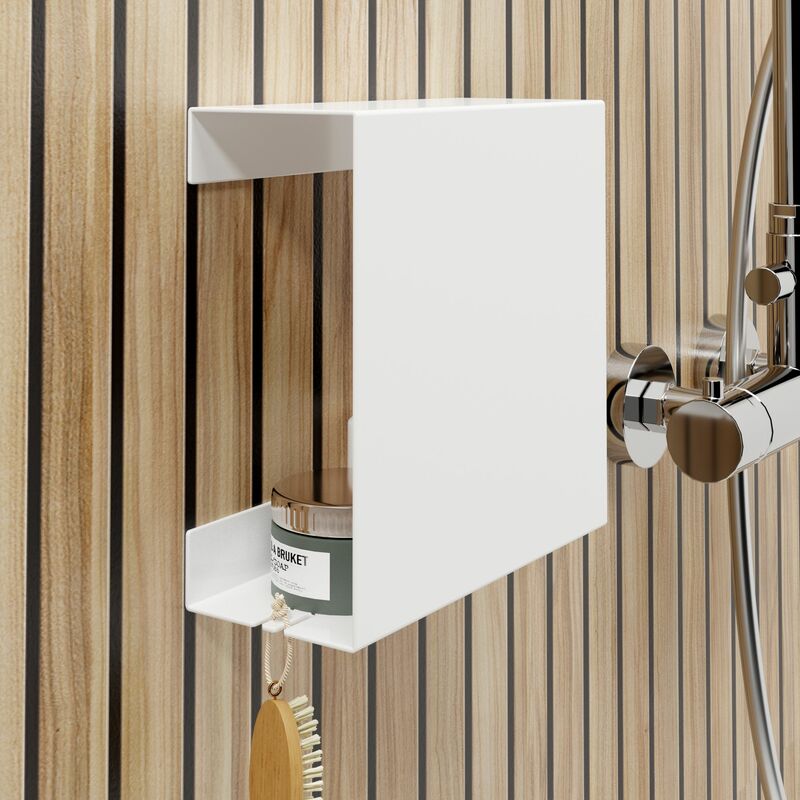 schulte - etagère de douche à coller, tablette de douche murale 23 x 23 x 9,5 cm, blanc mat