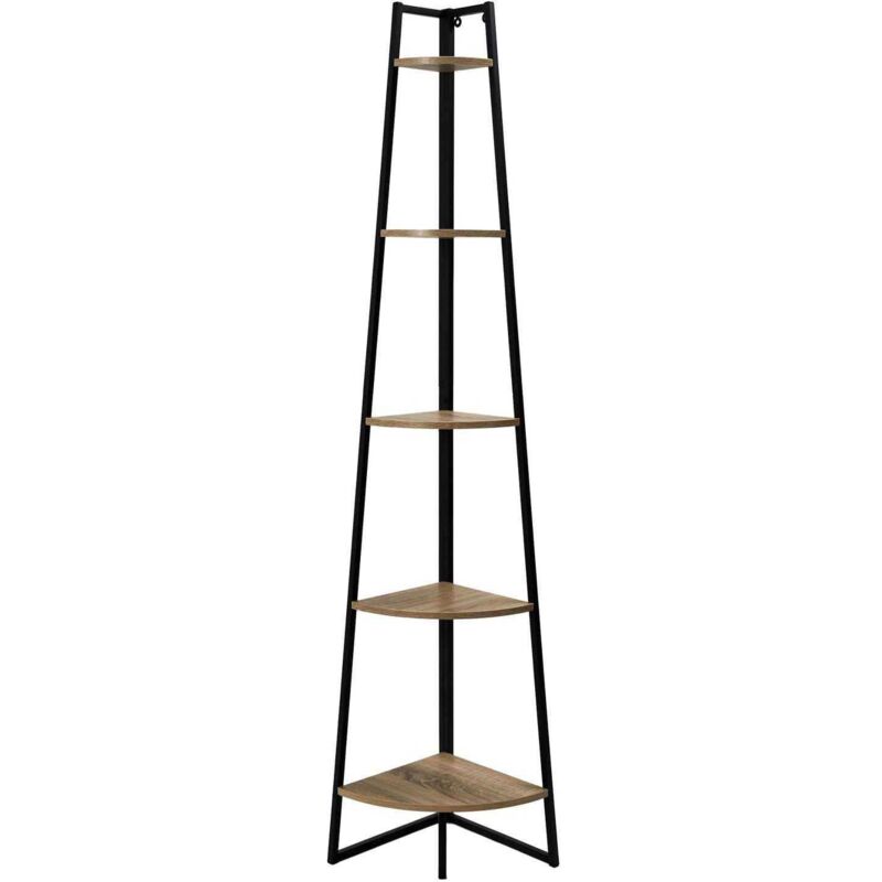 Etagère d'angle en bois et métal 5 niveaux