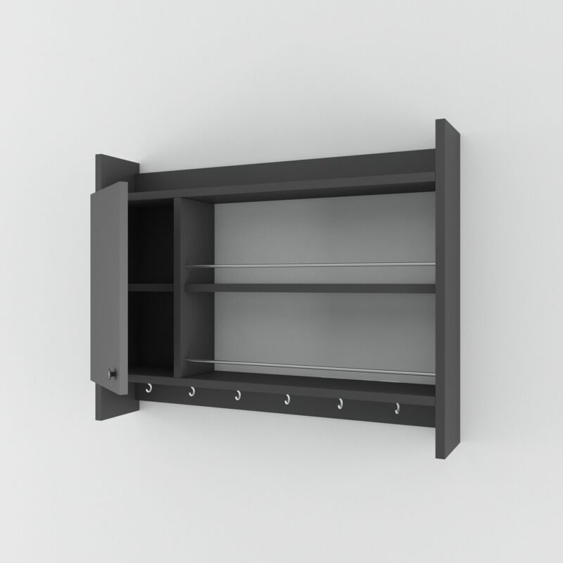 Etagère de cuisine range-épices 1 porte Syban L85cm Anthracite Etagère de cuisine range-épices 1 porte Syban L85cm Anthracite