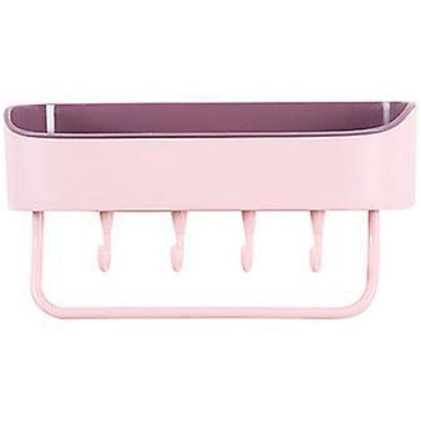 etagre De Douche Murale Auto-adhsive - Blanc-gris Pour La Douche, Le Shampoing, Les Produits De Toilette Et Le Savon, Avec 4 Crochets Et 1 Porte-s
