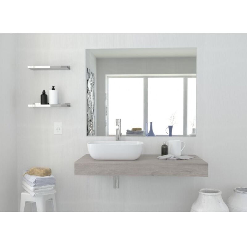 Tagère salle de bain 120x10 cm chêne clair avec lavabo sur pied - Girasole - 120 cm Standard