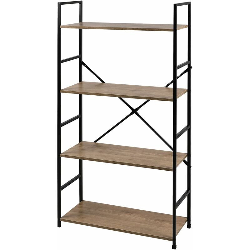 Etagère droite Large 4 niveaux en Métal et mdf