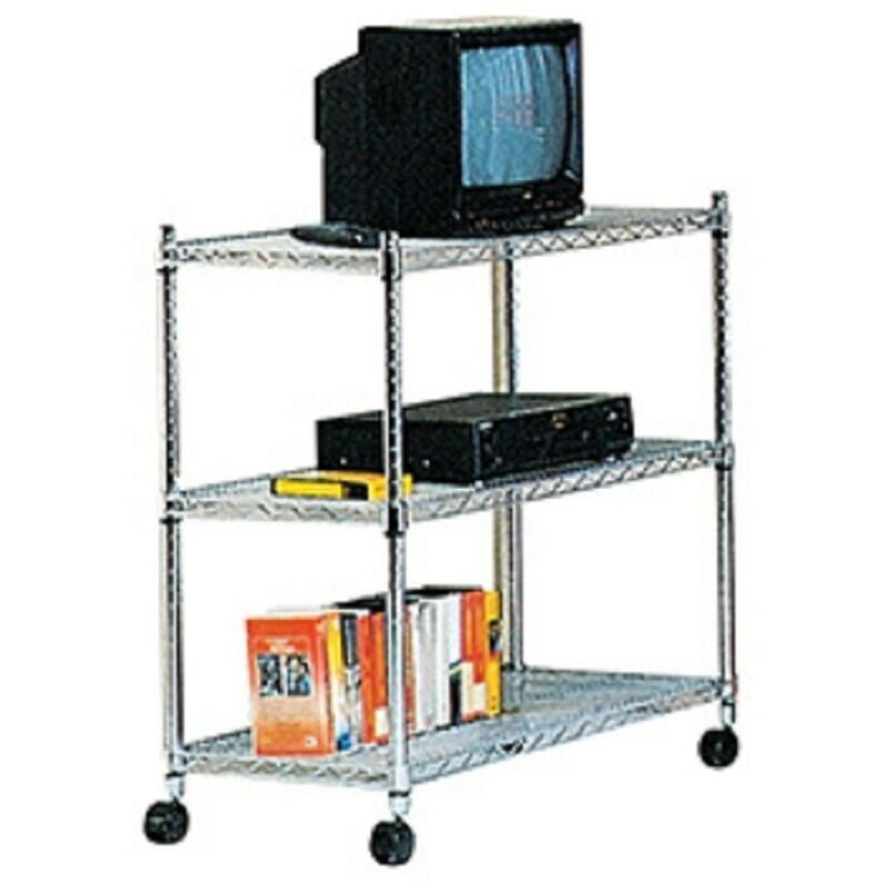 Capaldo - Chariot à étagères America en acier chromé 3 étagères 36x61x83h - Salone