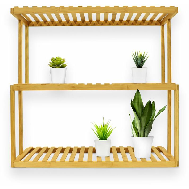 Etagère en bambou Kano Etagère pour plantes & décoration 3 Étages 68 x 30 x 71 cm Entretien facile - Marron