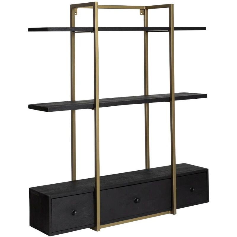 Etagère en bois de manguier et métal doré Manon