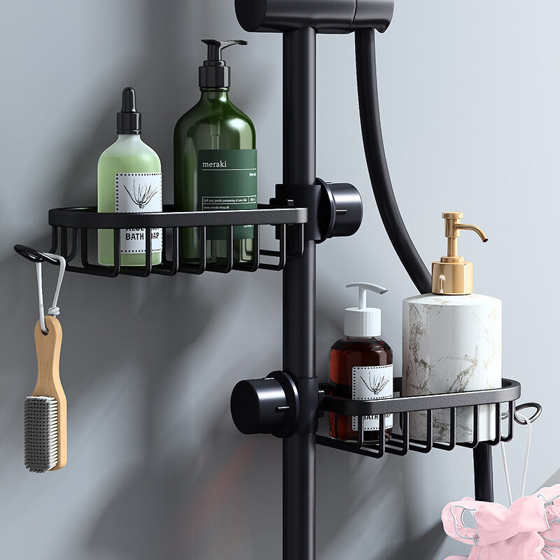 Yuit - Etagère et rangement de douche-Lot de 2 Étagère Douche Sans Percage Inox, Étagère Salle de Bain Télescopique Inoxydable, Tablette Support