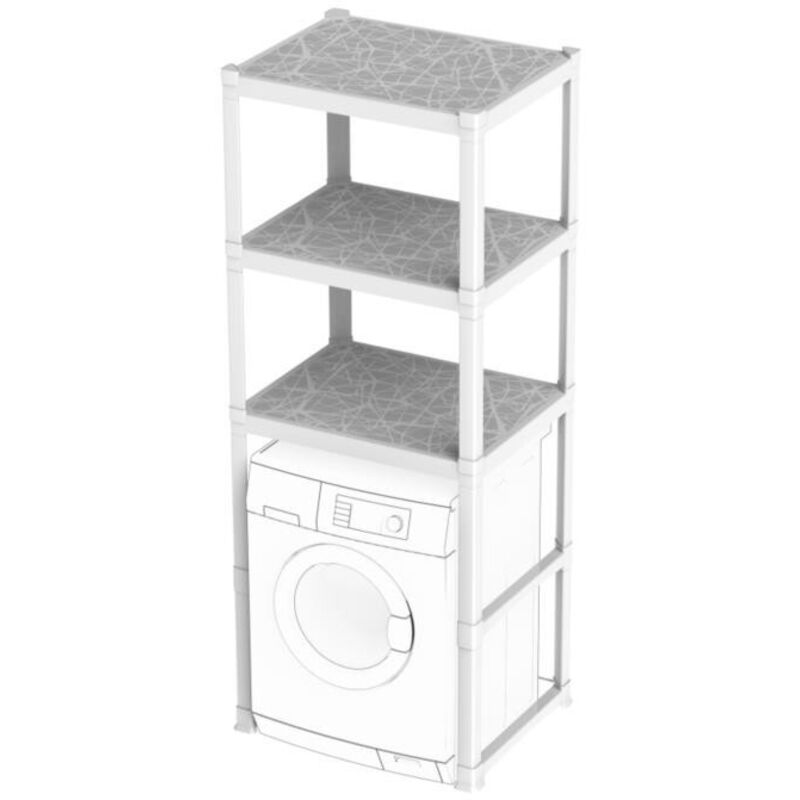 Etagère modulable dessus de machine à laver 184 cm – Ultra résistante jusqu'à 180 kg – Structure en polypropylène – Facile à nettoyer
