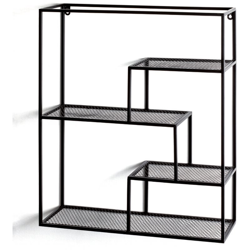 Etagère murale 4 niveaux en métal laqué noir - Longueur 50 x Hauteur 60 x Profondeur 18 cm Pegane