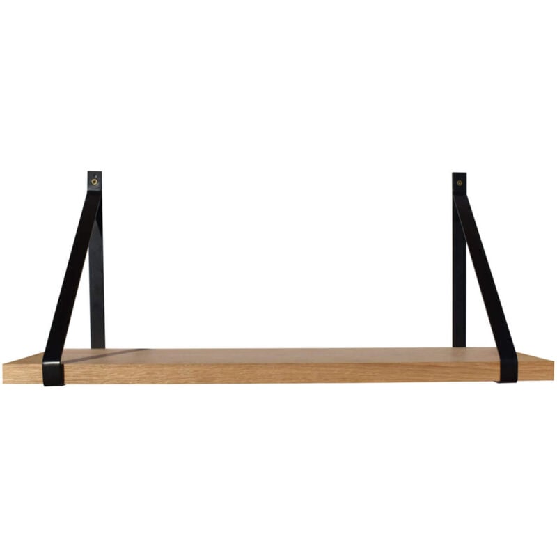 Étagère murale chêne 60 X 10 cm avec support métal noir