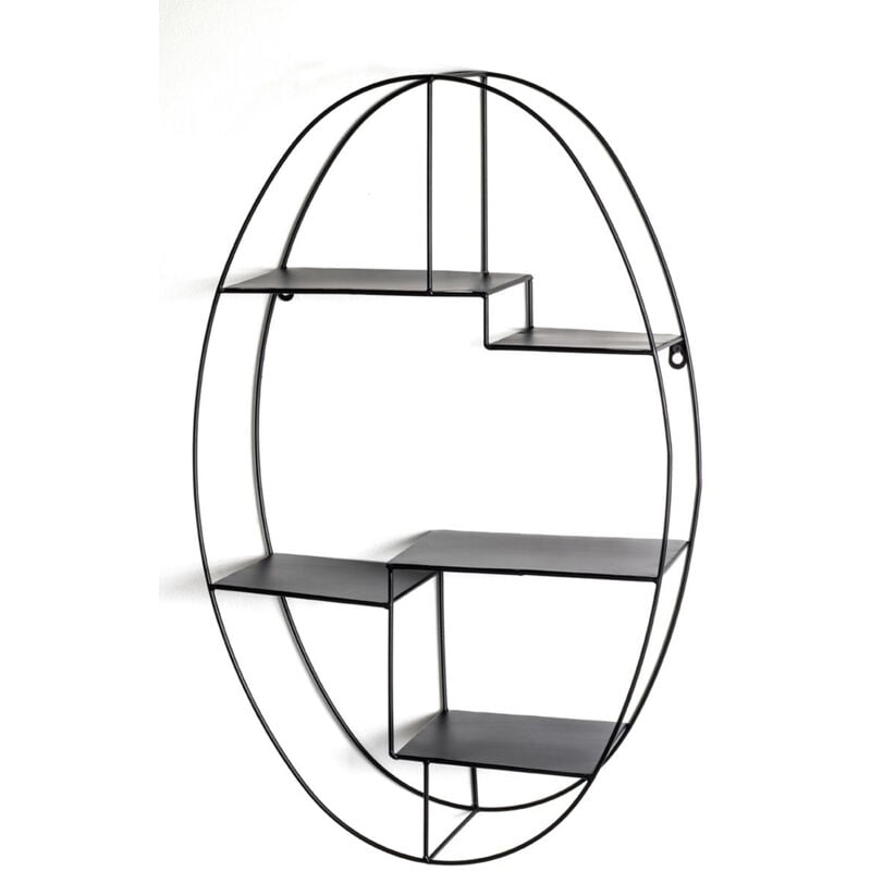 Etagère murale en métal laqué noir - Longueur 44 x Hauteur 71 x Profondeur 16 cm -PEGANE-