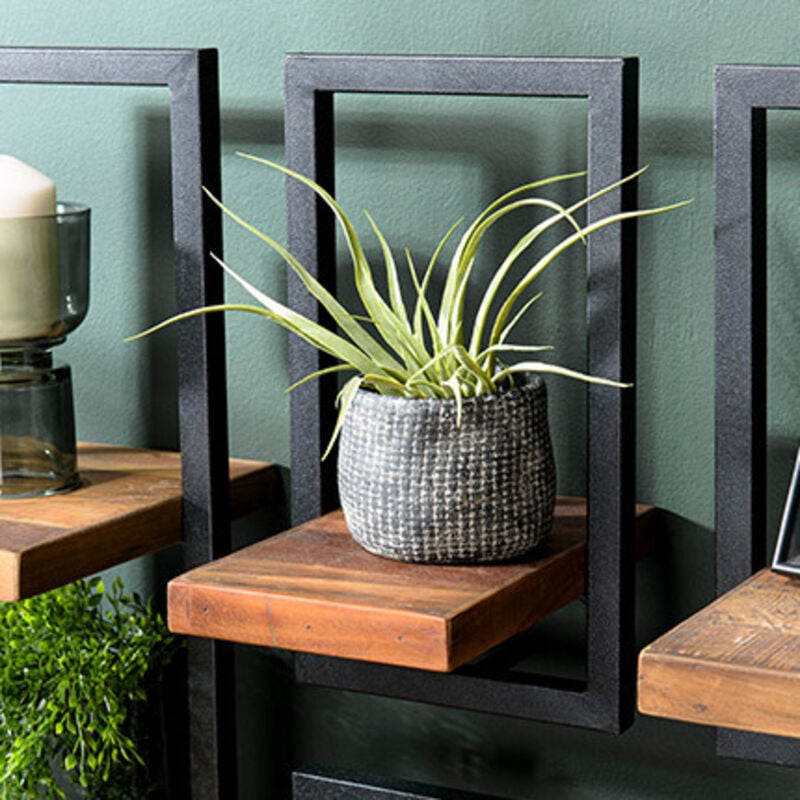 Macabane - alida - Étagère murale 'xs' 1 plateau teck recyclé structure métal noir